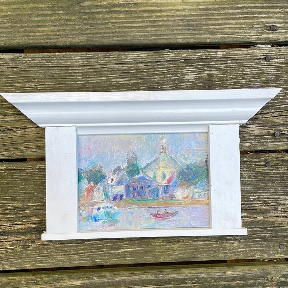 Sophia Reznick oil on board 5 x7 Harbor Scene $ 999 Provincetown NY Artist